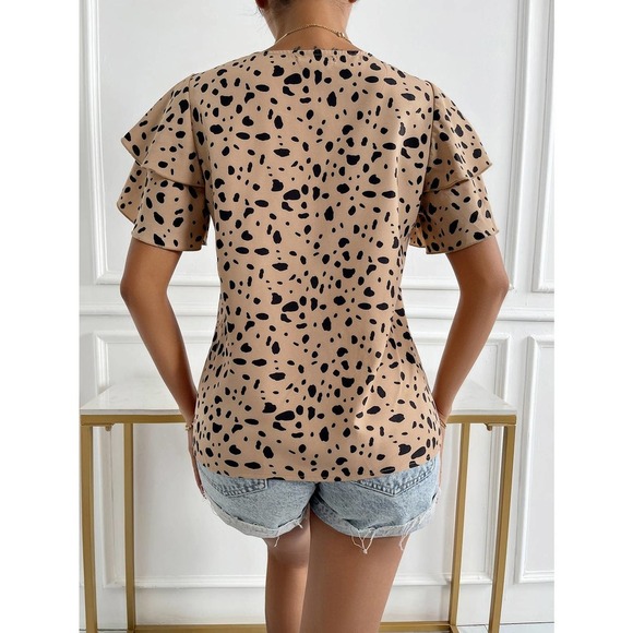 Dalmatian Print Butterfly Sleeve Blouse - Picture 2 of 11